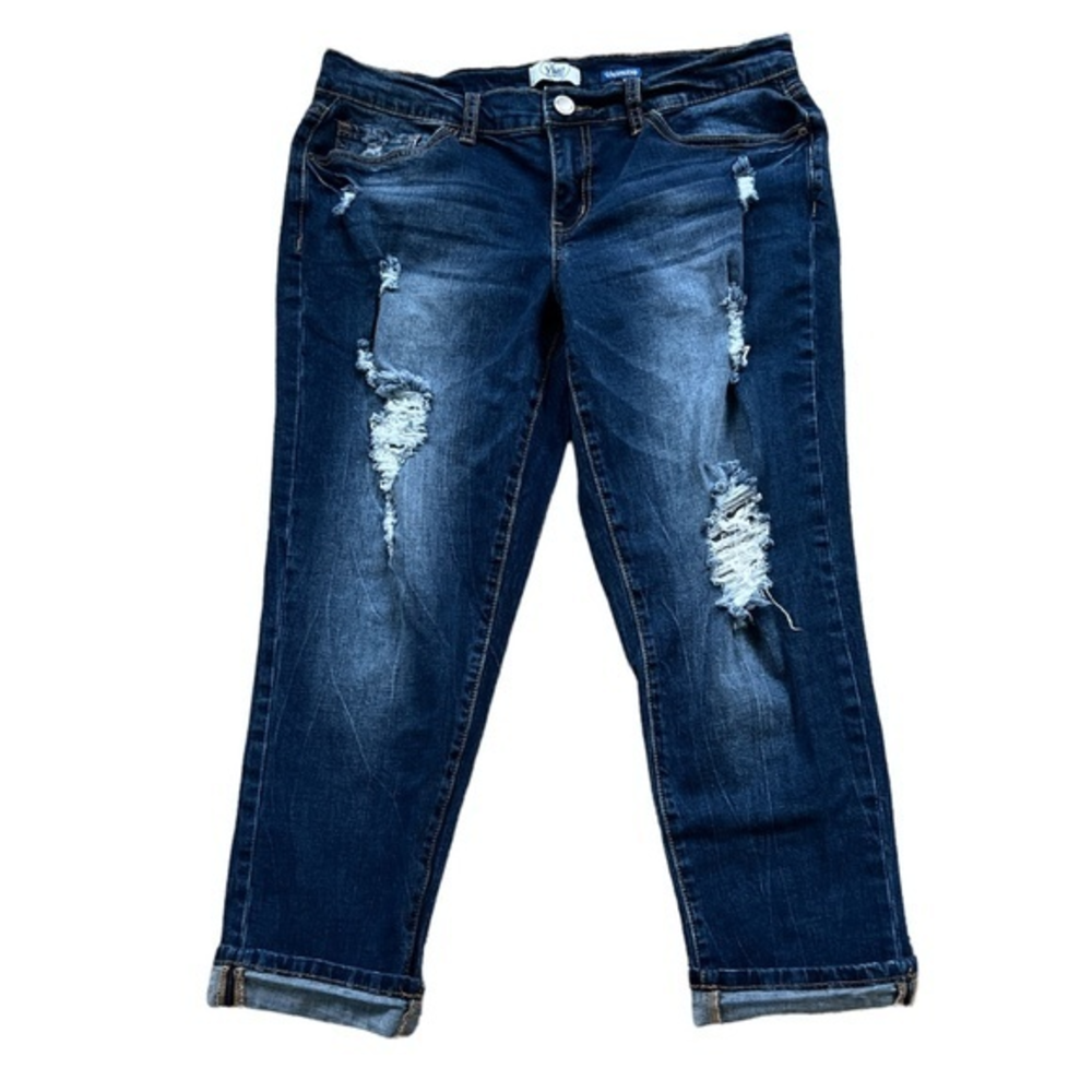 YMI Girlfriend Distressed Destroyed Denim Capris Sz.‎ 9 Juniors
